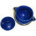 Blue Cast Iron Mini Cauldron with Lid