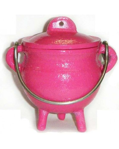 Pink Cast Iron Mini Cauldron with Lid