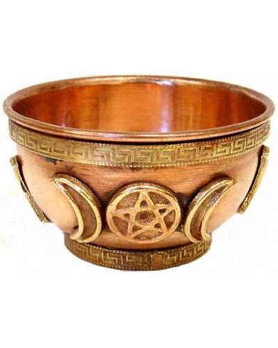 Triple Moon Goddess Copper Offering Bowl