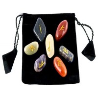 7 Chakra Rune Tumbled Stone Set in Velvet Pouch