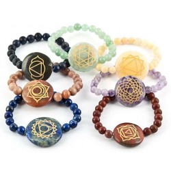 7 Carved Chakra Gemstone Bracelets