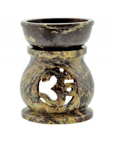 Om Carved Soapstone Oil Burner