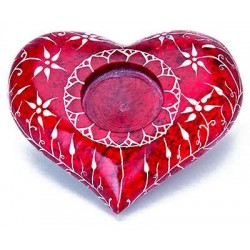 Red Heart Soapstone Candle Holder