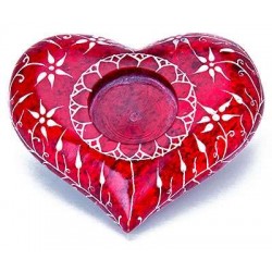 Red Heart Soapstone Candle Holder