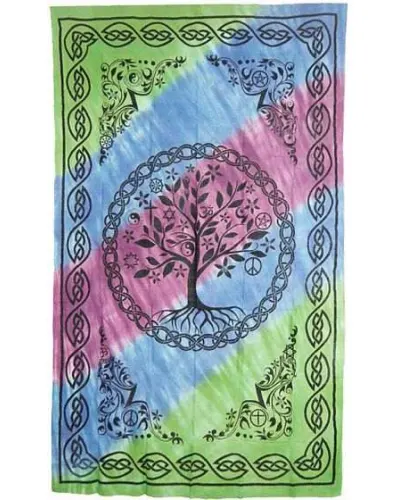 Tree of Life Tie Dye Cotton Full Size Bedspread