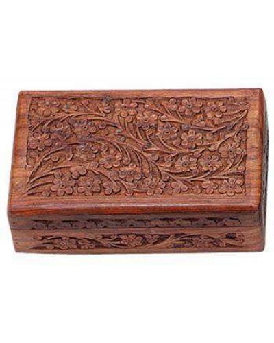 Floral Carved Wooden 8 Inch Box