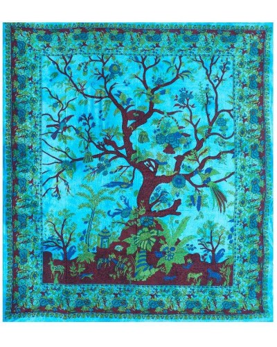 Tree of Life Blue Double Tapestry