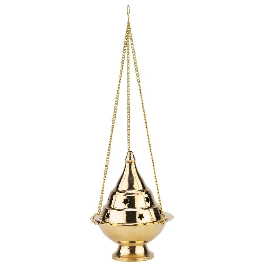 6" Inch Brass Hanging Censer Incense-Resin-Cone-Charcoal-Burner-Accessories-NEW 