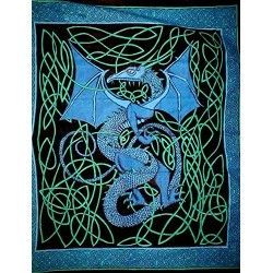 Celtic English Dragon Tapestry - Full Size Blue