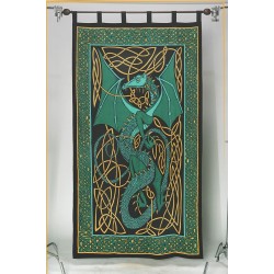 Celtic English Dragon Curtain - Green