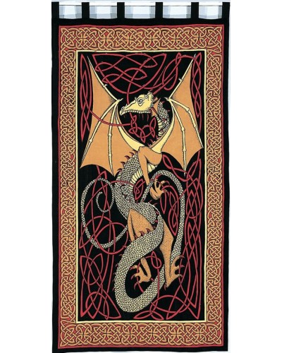 Celtic English Dragon Curtain - Red