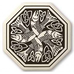 Fish Celtic Porcelain Octagonal Necklace