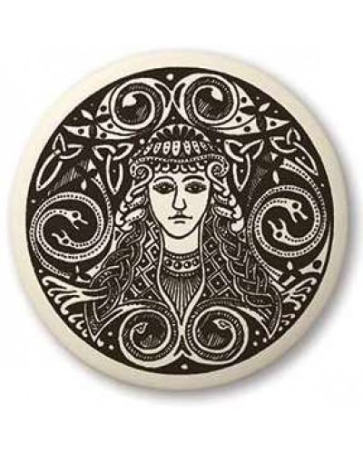 Brigantia Celtic Goddess Porcelain Round Necklace