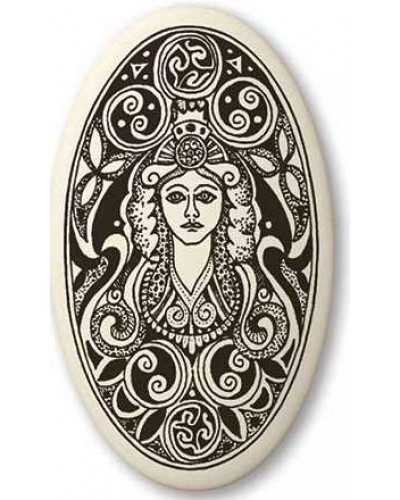 Brigantia Celtic Goddess Porcelain Oval Necklace