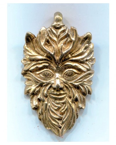 Green Man of the Woods Bronze God Pendant