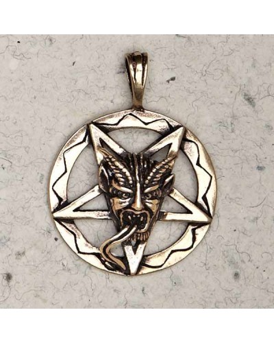 Baphomet Inverted Pentagram Bronze Necklace