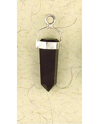 Black Onyx Sterling Silver Banded Pendant