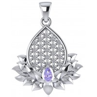 Lotus Flower of Life Amethyst Pendant