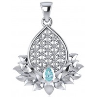 Lotus Flower of Life Blue Topaz Pendant