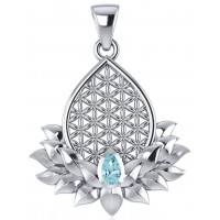 Lotus Flower of Life Blue Topaz Pendant