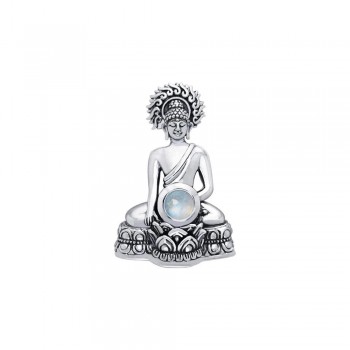 Buddha Time of Meditation Rainbow Moonstone Pendant