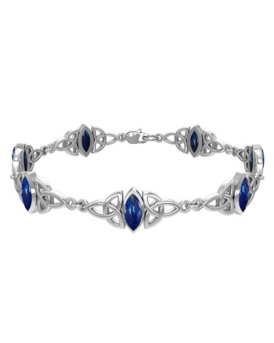 Celtic Trinity Knot Link Bracelet with Azurite Gemstones