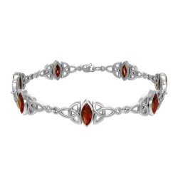 Celtic Trinity Knot Link Bracelet with Garnet Gemstones