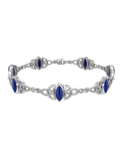 Celtic Trinity Knot Link Bracelet with Lapis Gemstones