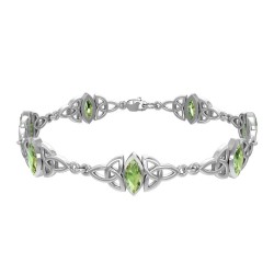 Celtic Trinity Knot Link Bracelet with Peridot Gemstones