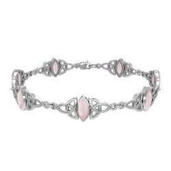 Celtic Trinity Knot Link Bracelet with Pink Shell Gemstones