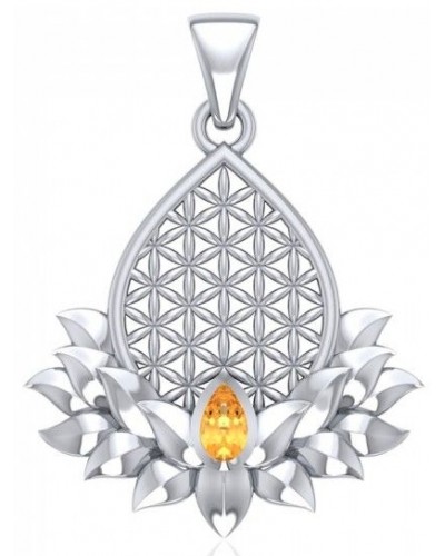 Lotus Flower of Life Citrine Pendant