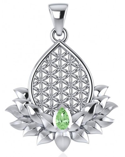 Lotus Flower of Life Peridot Pendant