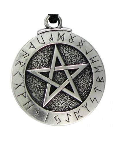 Runic Pentacle Pewter Necklace