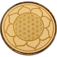 Lotus Flower of Life Wood Crystal Grid