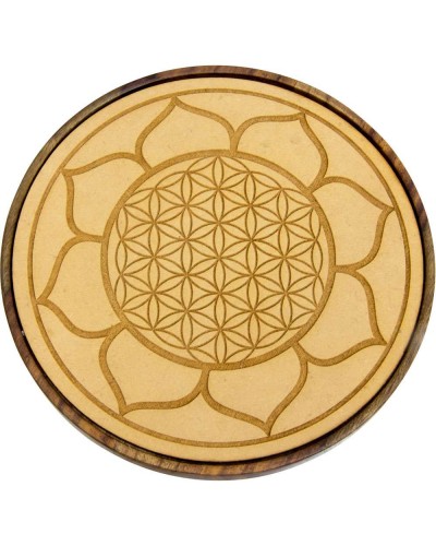 Lotus Flower of Life Wood Crystal Grid