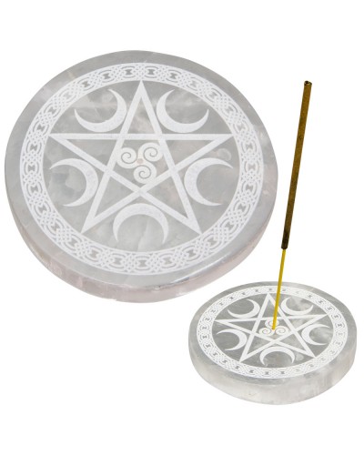 Selenite Pentacle Incense Holder/Charging Plate