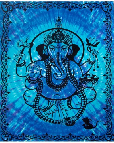 Ganesha Blue Tie-Dye Tapestry