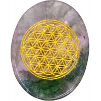 Rainbow Fluorite Flower of Life Worry Stone