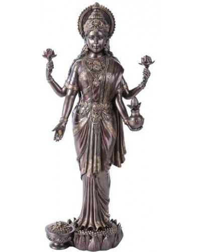 Lakshmi Hindu Goddess of Luck and Wealth Bronze Resin Statue