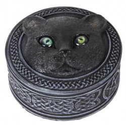 Black Cat Trinket Box with Rolling Eyes