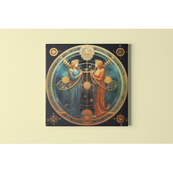 Gemini the Twins Zodiac Sign Low Profile Canvas Art