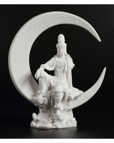 Quan Yin Water and Crescent Moon Statue