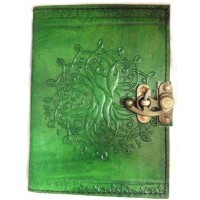 Tree of Life Green Leather Journal with Latch