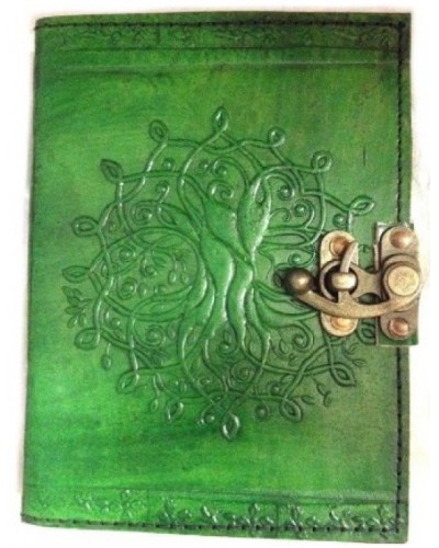 Tree of Life Green Leather Journal with Latch