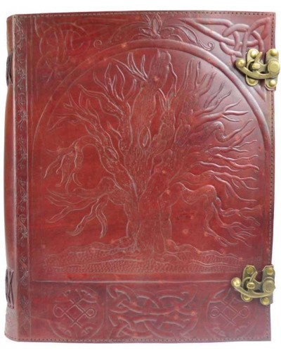 Tree of Life Leather Blank Book with Latch - 10 x 13