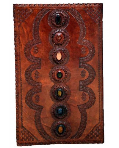 7 Chakra Stones XLarge Leather Blank Journal - 22 Inches