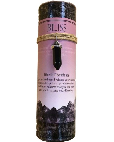 Bliss Crystal Energy Candle with Obsidian Pendant