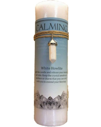 Calming Crystal Energy Candle with Whie Howlite Pendant