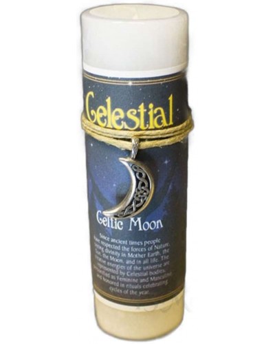 Celtic Moon Celestial Spell Candle with Amulet Pendant