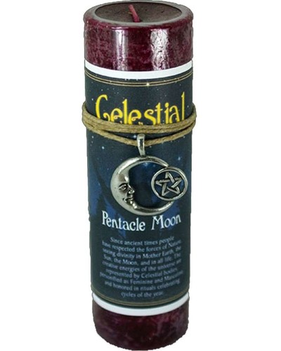 Pentacle Moon Celestial Spell Candle with Amulet Pendant